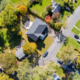 Houses with rooftop views in a small American town community